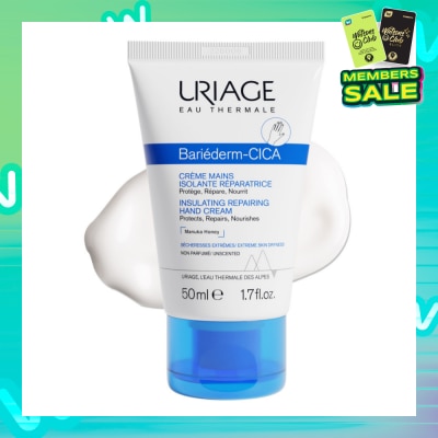 URIAGE Bariederm CICA Insulating Repairing Hand Cream (Protects + Repair + Nourishes Skin + Suitable for Atopy-Prone Dry Skin) 50ml