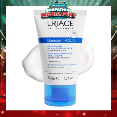 URIAGE - Bariederm CICA Insulating Repairing Hand Cream (Protects + Repair + Nourishes Skin + Suitable for Atopy-Prone Dry Skin) 50ml