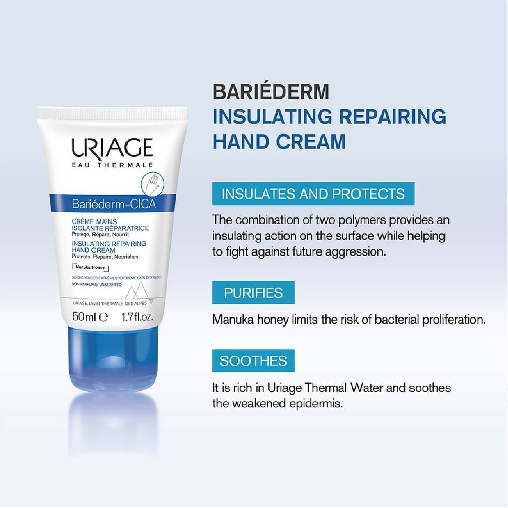 Bariederm CICA Insulating Repairing Hand Cream (Protects + Repair + Nourishes Skin + Suitable for Atopy-Prone Dry Skin) 50ml