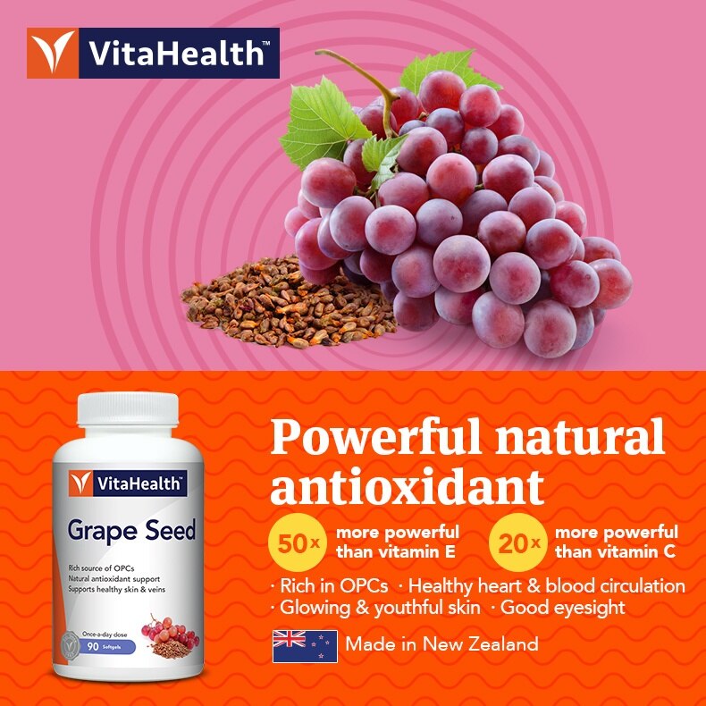 VITAHEALTH Grape Seed 12000mg Softgel Twin Packset 90s x 2