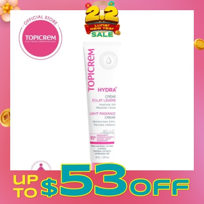 TOPICREM Hydra+ Light Radiance Cream (Up To 24 Hours of Hydration) 40ml