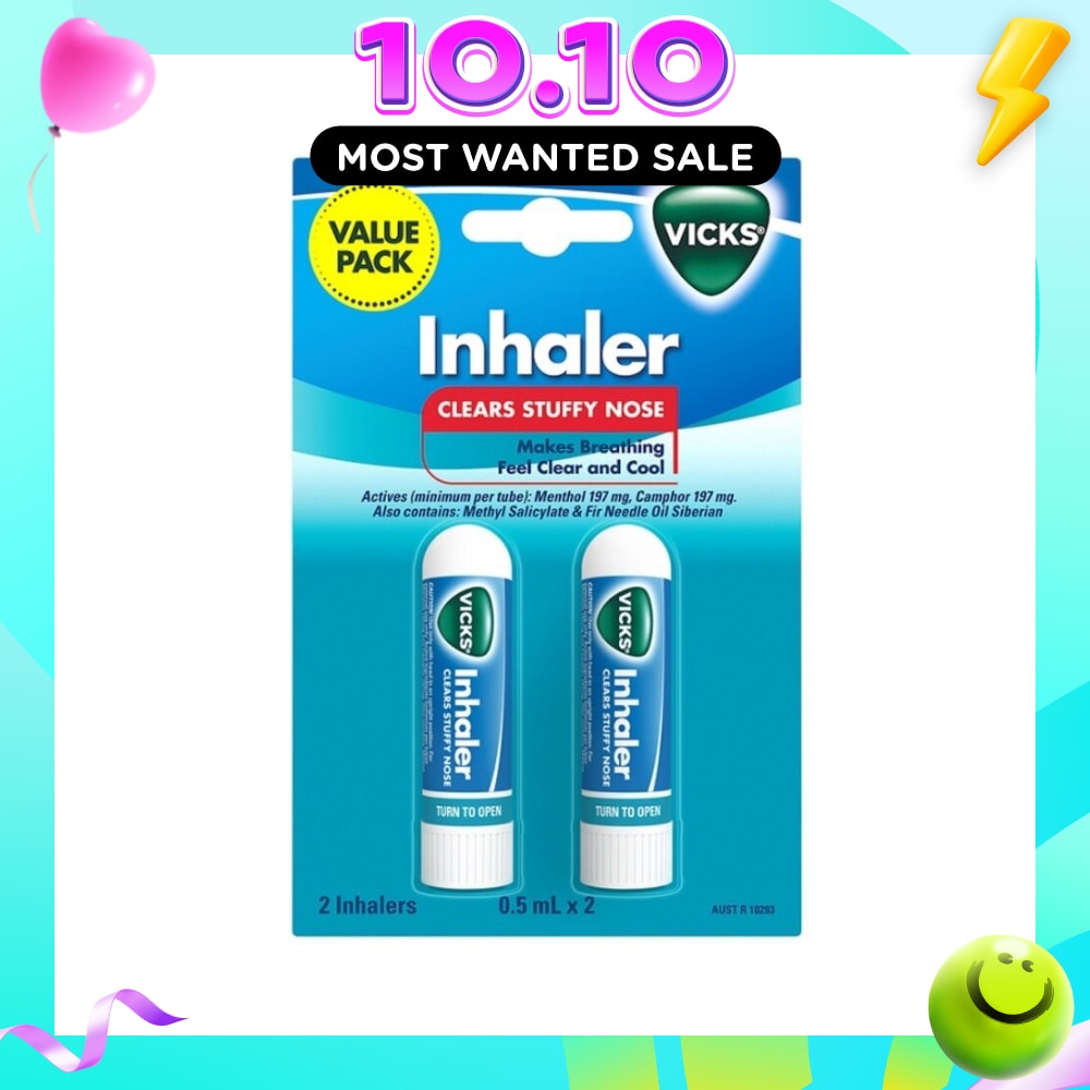 Nasal Decongestant Vicks Inhaler 2x 0.5ml image
