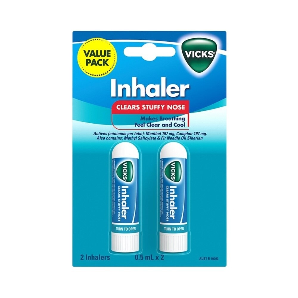 Nasal Decongestant Vicks Inhaler 2x 0.5ml