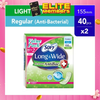 SOFY Long & Wide Fit Absorb AntiBac Light Days Pantyliner Regular Packset 40s x 2 pack