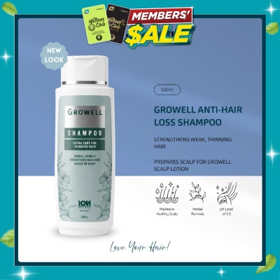 ICM PHARMA Growell Shampoo with 7 Plant Extracts (for Thinning Hair, Hair Fall & Scalp Care) 500ml image