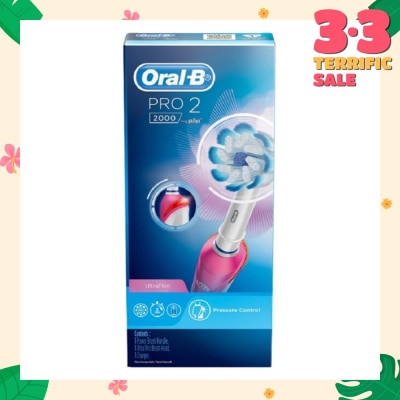 ORAL-B PRO2 2000 Rechargeable Electric Toothbrush Pink