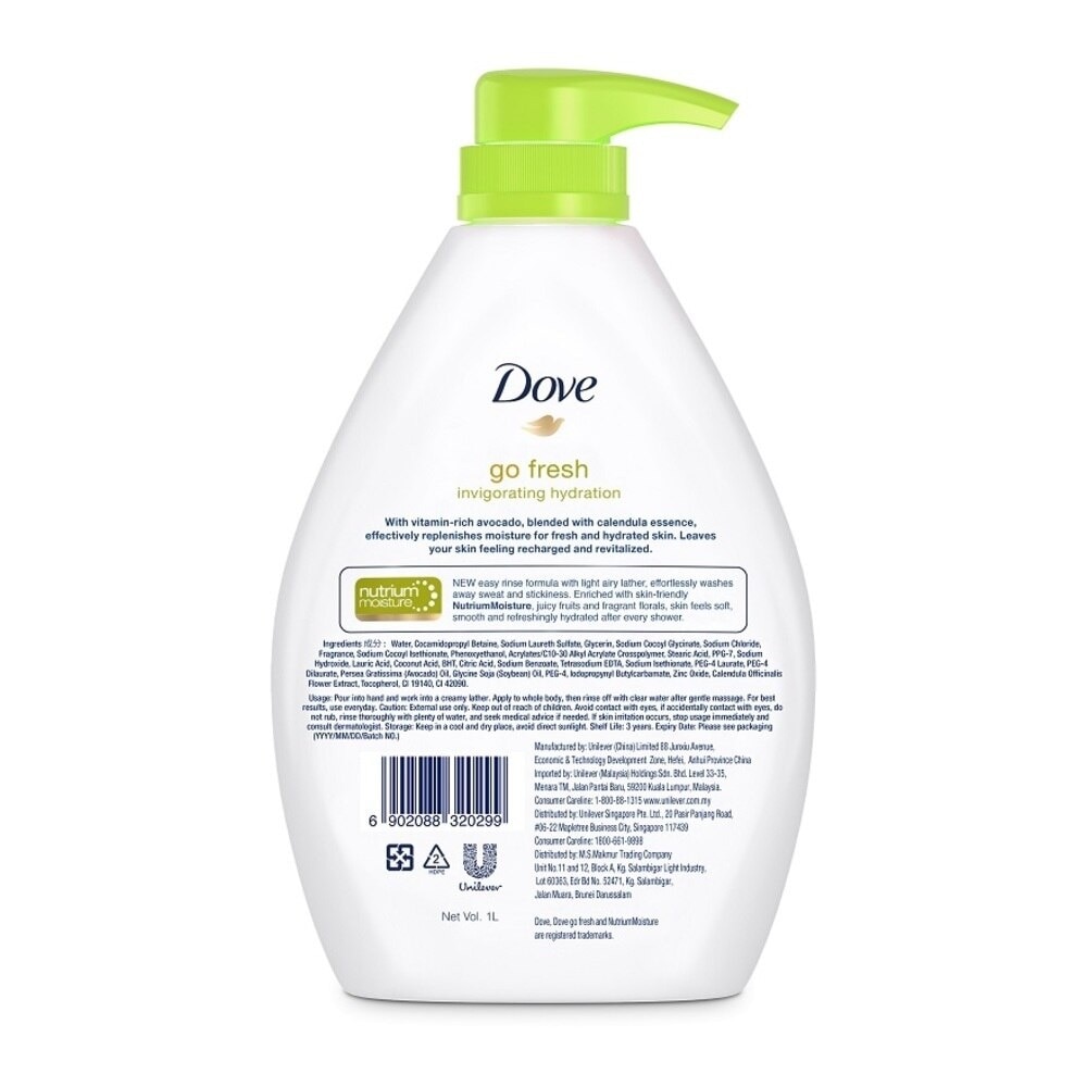 Dove Go Fresh Avocado + Calendula Invigorating Hydration Body Wash 1000ml