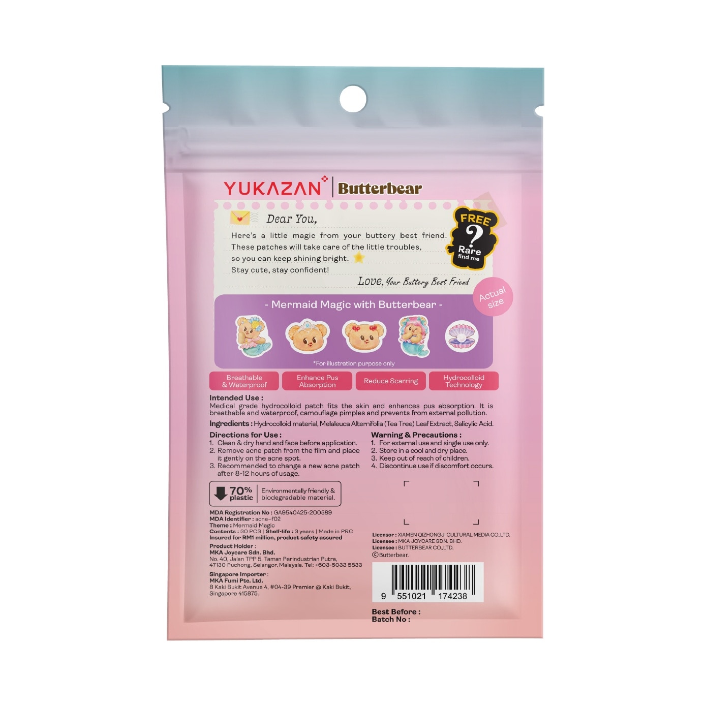 Acne Healing Patch Butterbear Mermaid Magic 30s