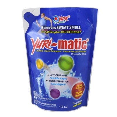 YURI Matic Antibacterial Laundry Liquid Refill Tough Stains (Anti-Dust Mites + Anti-Redeposition) 1.8kg