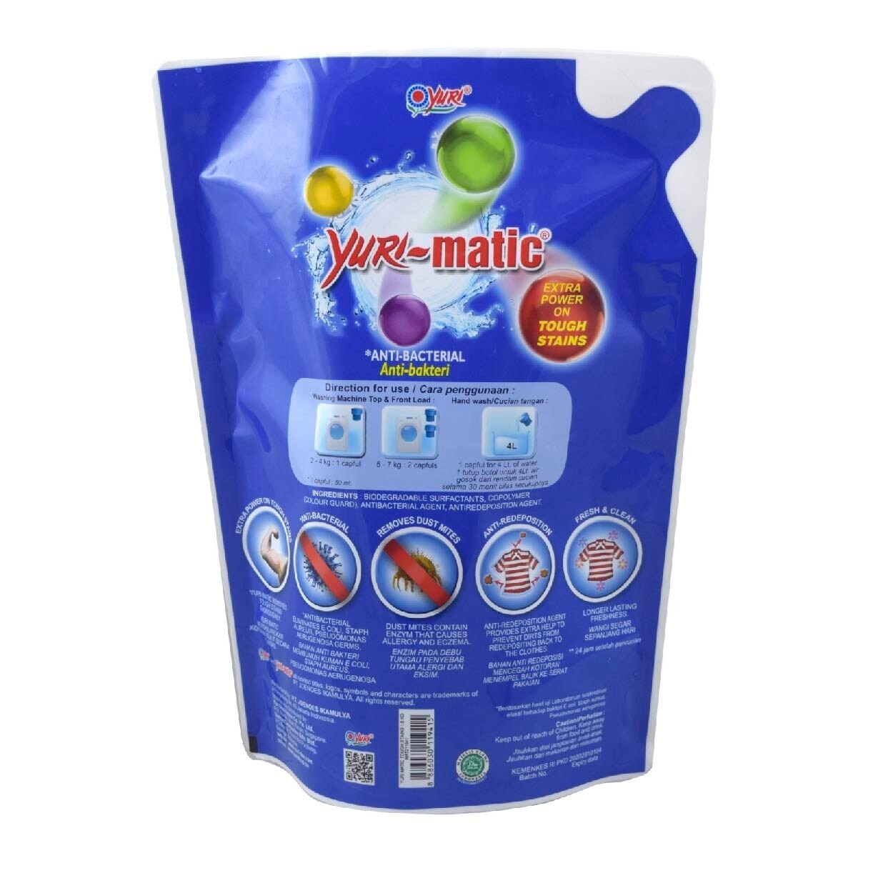 Matic Antibacterial Laundry Liquid Refill Tough Stains (Anti-Dust Mites + Anti-Redeposition) 1.8kg