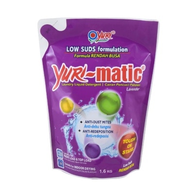 YURI Matic Antibacterial Laundry Liquid Refill Low Suds 1.6kg