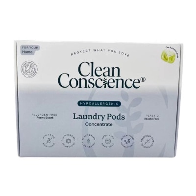 CLEAN CONSCIENCE Laundry Pods Concentrate Hypoallergenic (Help Remove Undesirable Smells From Your Clothes) 21g X 20s