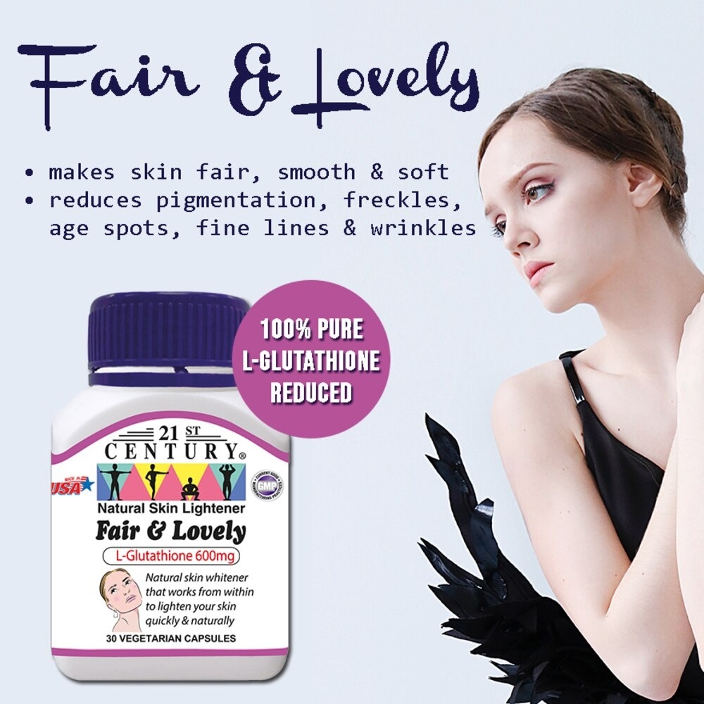 Fair & Lovely L-Glutathione 600mg Vegetarian Capsules (Natural Skin Lightener) 30s