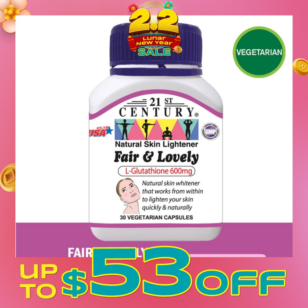 Fair & Lovely L-Glutathione 600mg Vegetarian Capsules (Natural Skin Lightener) 30s