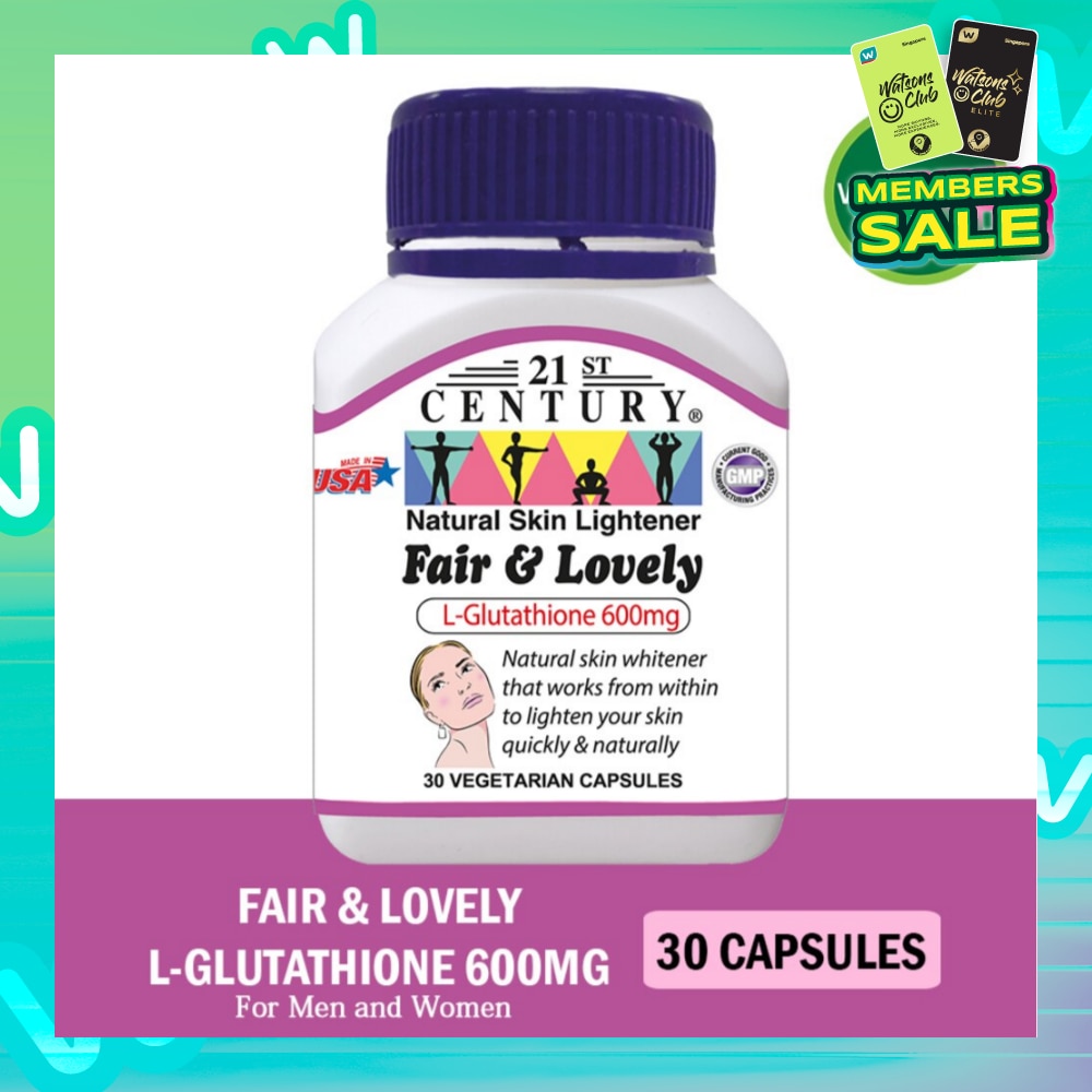 Fair & Lovely L-Glutathione 600mg Vegetarian Capsules (Natural Skin Lightener) 30s