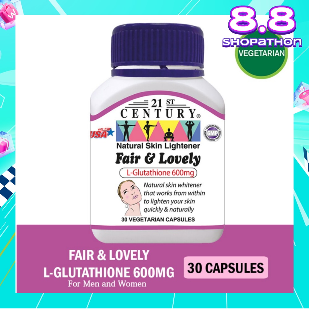 Fair & Lovely L-Glutathione 600mg Vegetarian Capsules (Natural Skin Lightener) 30s