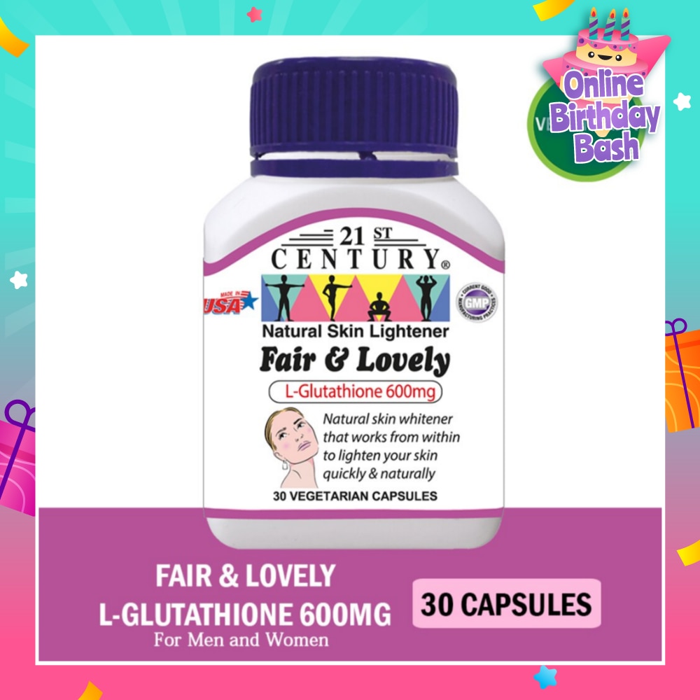 Fair & Lovely L-Glutathione 600mg Vegetarian Capsules (Natural Skin Lightener) 30s