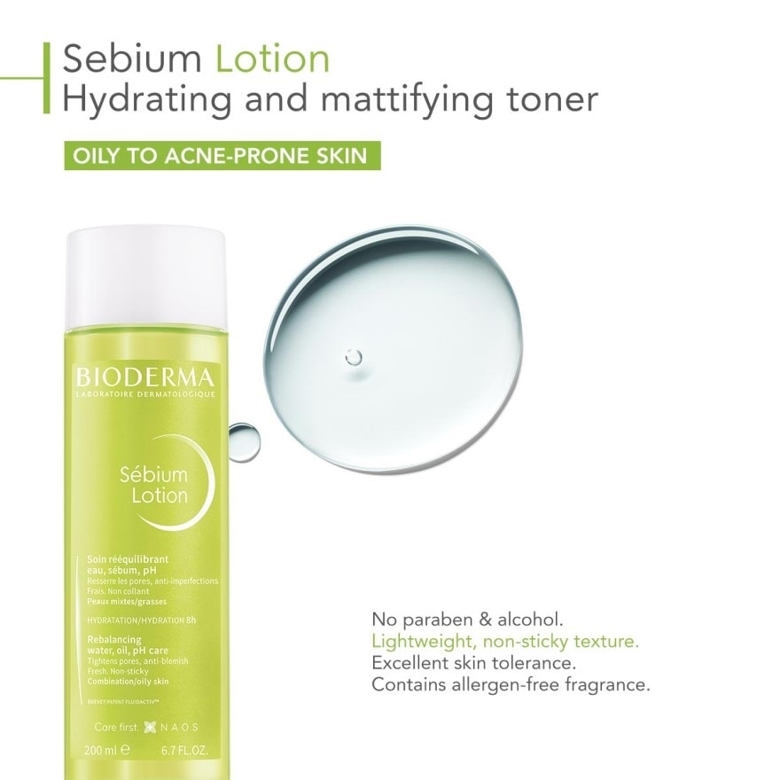 Sebium Lotion Hydrating and Mattifying Toner (Oily to Acne-Prone Skin) 200ml