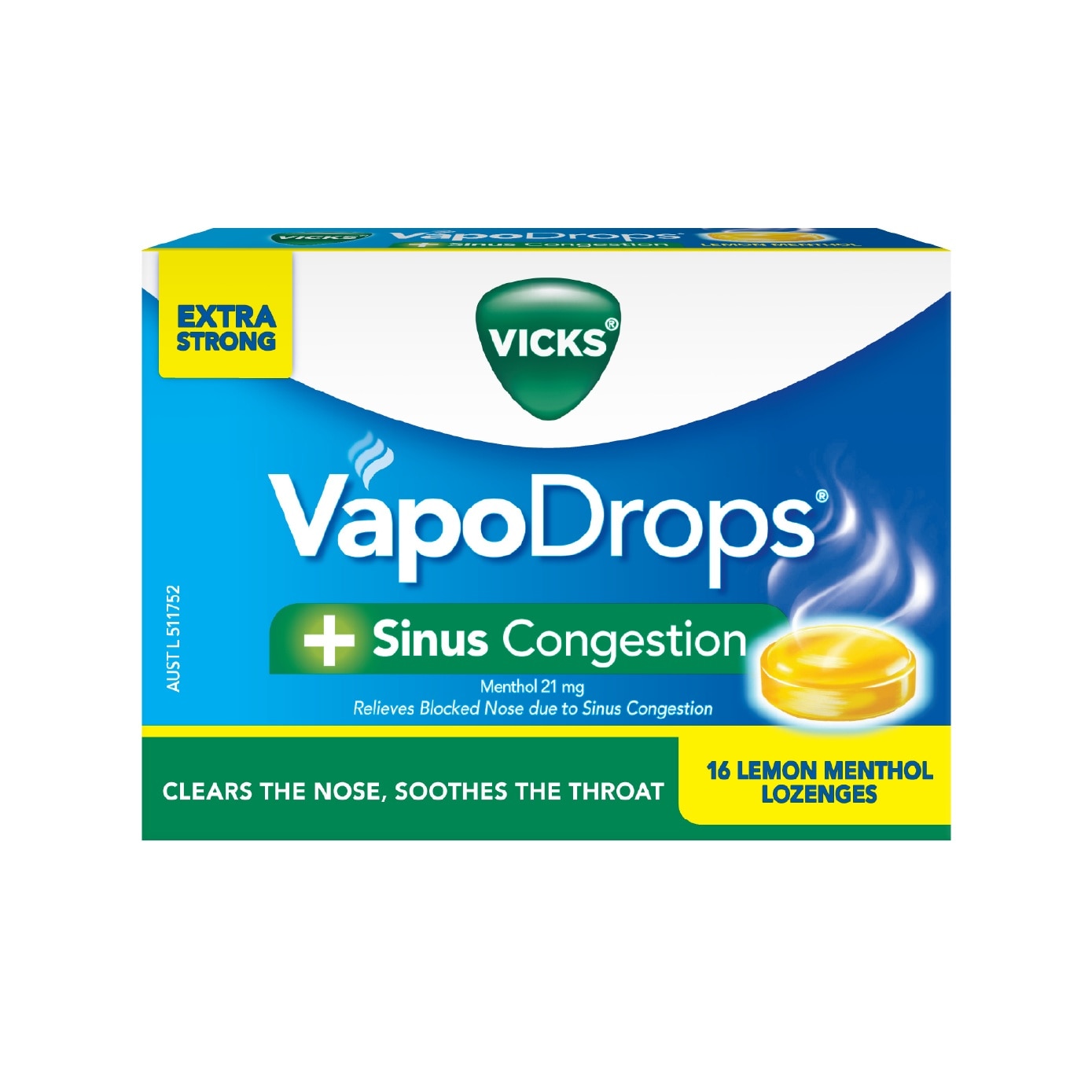 VapoDrops +Sinus Congestion Lemon Menthol Lozenge 16s