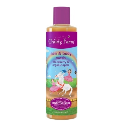 CHILDS FARM Blackberry & Organic Apple Hair & Body Wash (Suitable For Newborns & Older + Suitable For Sensitive & Eczema Prone Skin) 250ml