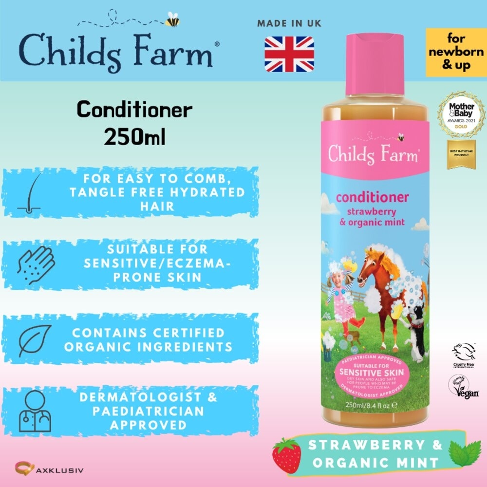 Conditioner Strawberry & Organic Mint (Suitable for newborn and upwards) 250ml