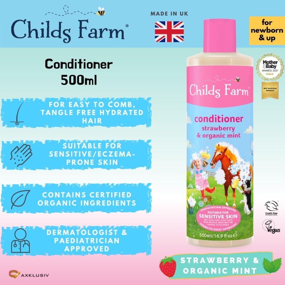 Conditioner Strawberry & Organic Mint (Suitable for newborn and upwards) 500ml