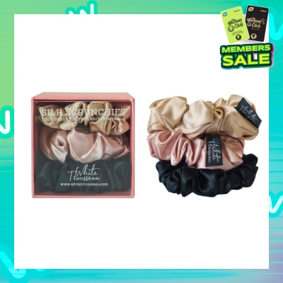 WHITE TROUSSEAU 100% Mulberry Silk Scrunchies (Hair TieSet 3s