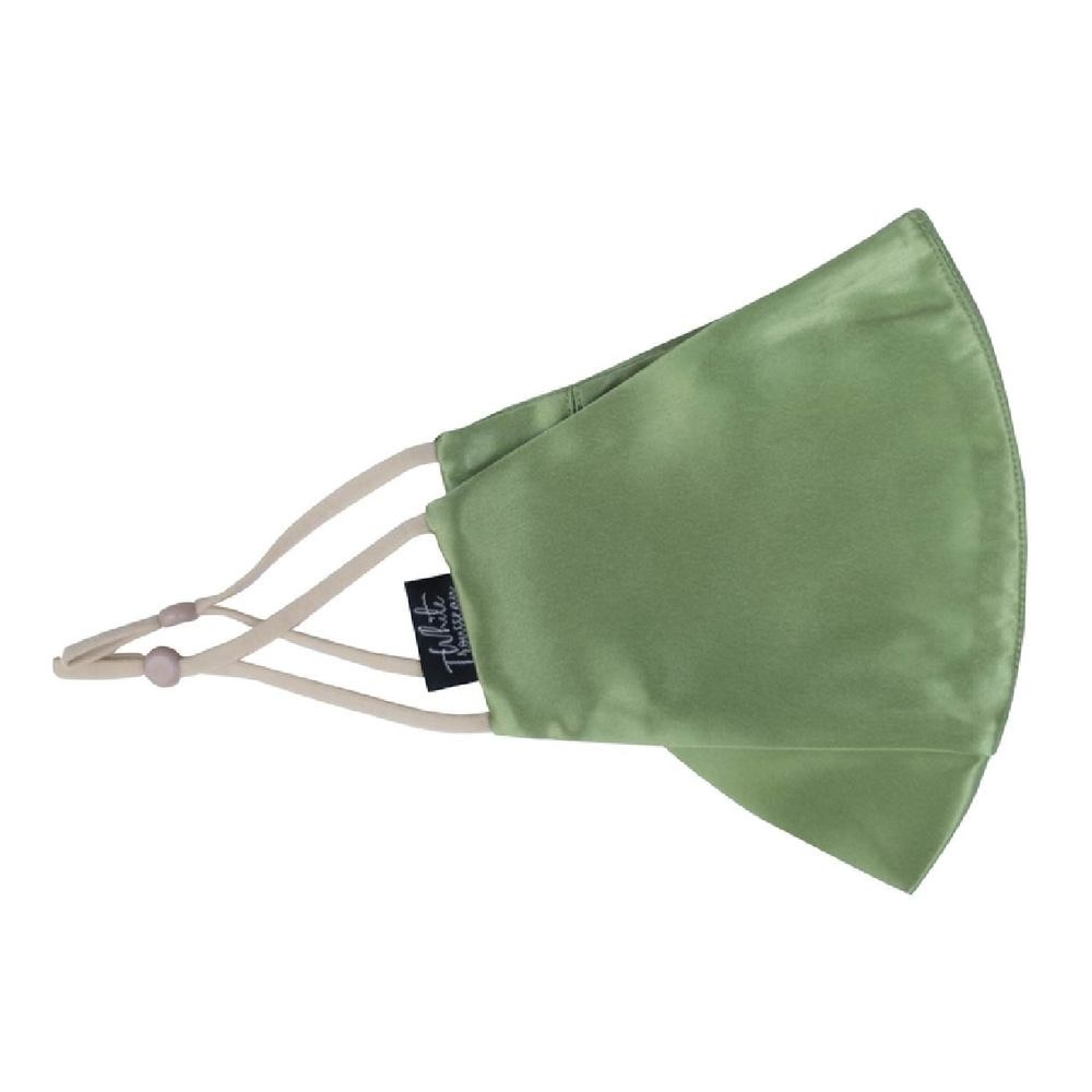 100% Organic Mulberry Silk Face Mask Ice Cream Sage Green 1s