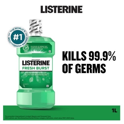 LISTERINE Freshburst Mouthwash With Spearmint & 4 Essential Oil (Kills 99.9% Germs That Causes Bad Breath) 1000ml