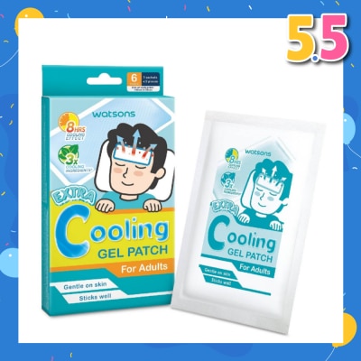 WATSONS Extra Cooling Fever Gel Patch Adults (Up to 8 Hours Cooling Effect + 3X Cooling Ingredients) 6s