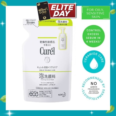 CUREL Sebum Trouble Care Foaming Facial Wash Refill (For Oily Skin Cleanse excess sebum while protecting skin) 130ml image