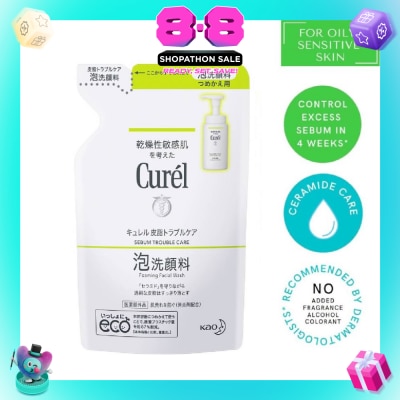 CUREL - Sebum Trouble Care Foaming Facial Wash Refill (For Oily Skin-Cleanse excess sebum while protecting skin) 130ml