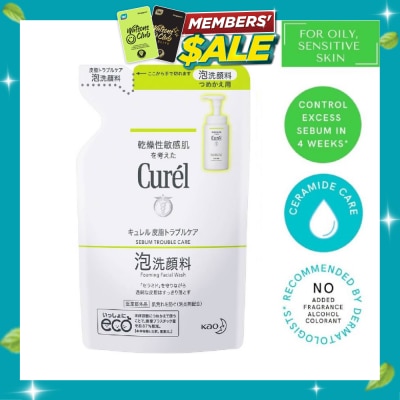 CUREL Sebum Trouble Care Foaming Facial Wash Refill (For Oily Skin Cleanse excess sebum while protecting skin) 130ml image