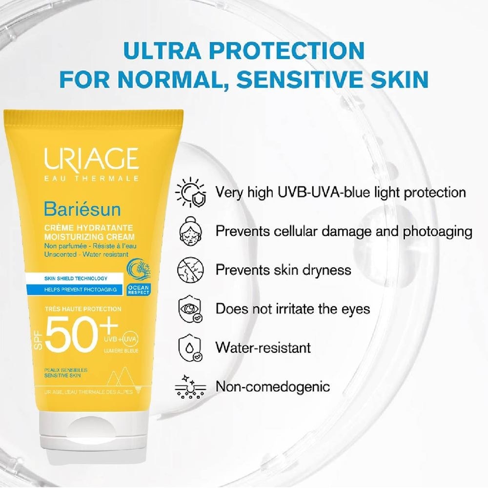 Bariesun Moisturizing Cream SPF50+ Unscented + Water Resistant (Helps Prevent Photoaging) 50ml