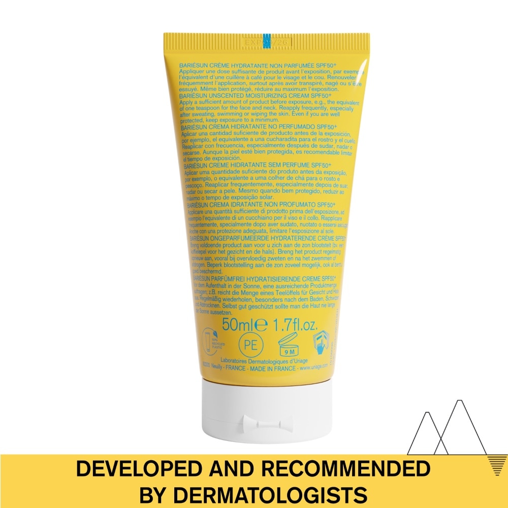 Bariesun Moisturizing Cream SPF50+ Unscented + Water Resistant (Helps Prevent Photoaging) 50ml