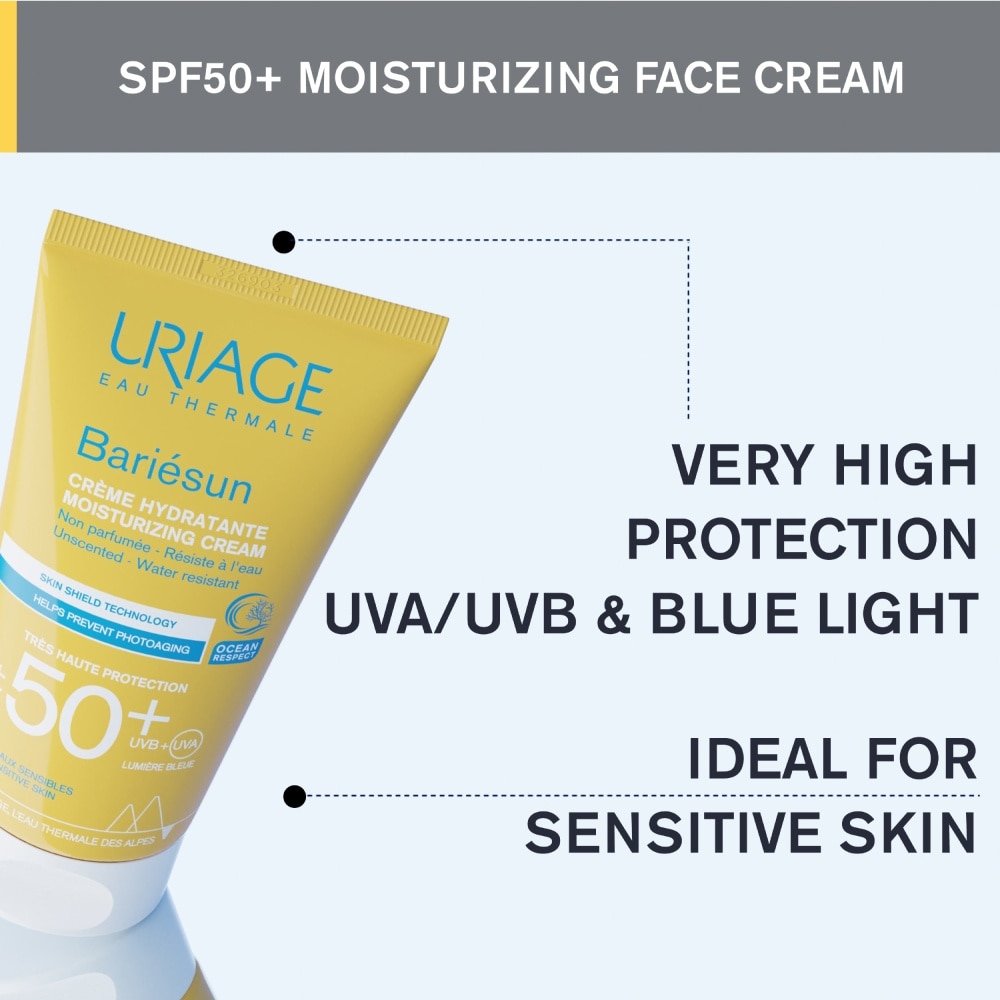 Bariesun Moisturizing Cream SPF50+ Unscented + Water Resistant (Helps Prevent Photoaging) 50ml
