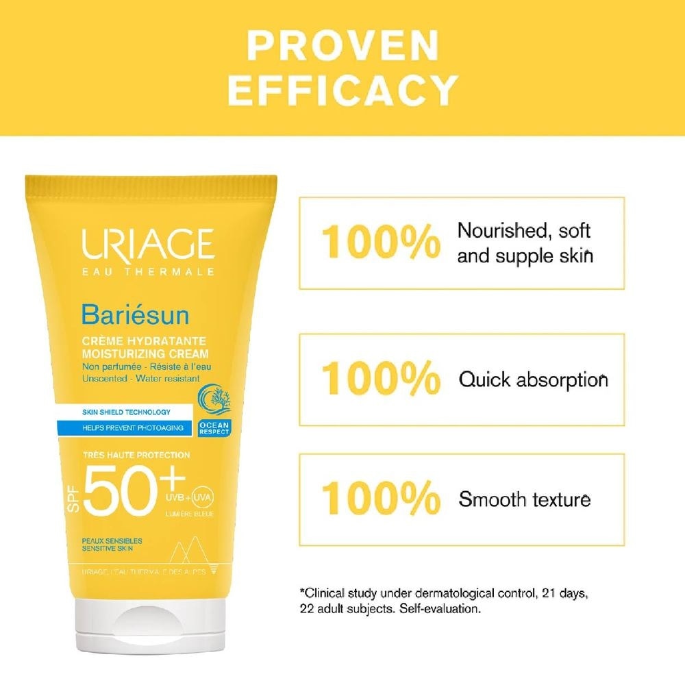 Bariesun Moisturizing Cream SPF50+ Unscented + Water Resistant (Helps Prevent Photoaging) 50ml