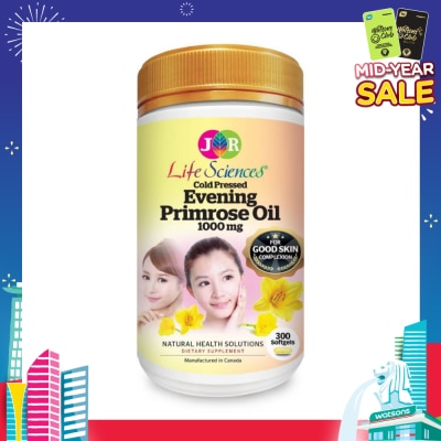 JR LIFE Evening Primrose Oil Softgel 1000Mg (Providing Support For The Establishment Of Healthy Hormonal Balance In Body) 300s
