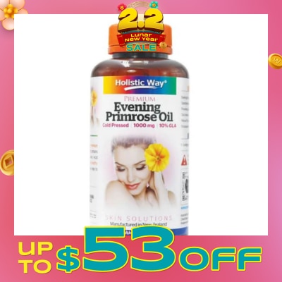 HOLISTIC WAY Premium Cold Pressed Evening Primrose Oil Softgel 1000Mg (For Good Skin Complexion) 120s