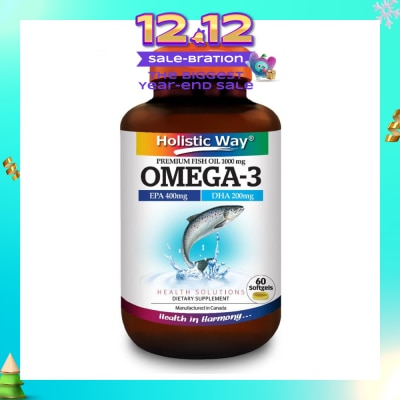 HOLISTIC WAY Omega-3 Premium Fish Oil Softgel 1000Mg (Helps Support A Healthy Heart And Improve Eyes And Brain Functions) 60s