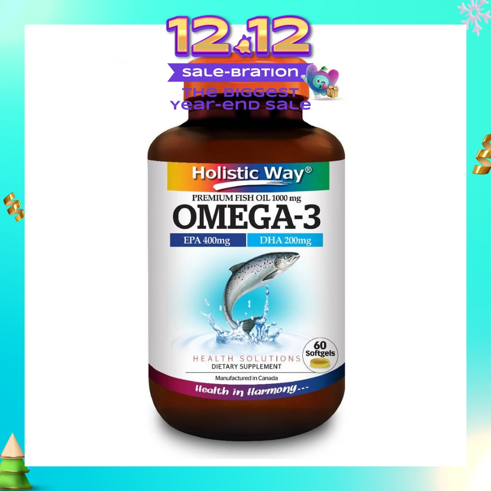 Omega-3 Premium Fish Oil Softgel 1000Mg (Helps Support A Healthy Heart And Improve Eyes And Brain Functions) 60s