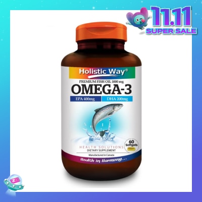 HOLISTIC WAY Omega-3 Premium Fish Oil Softgel 1000Mg (Helps Support A Healthy Heart And Improve Eyes And Brain Functions) 60s