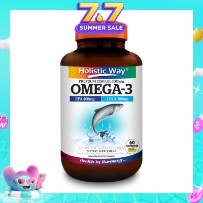 HOLISTIC WAY - Omega-3 Premium Fish Oil Softgel 1000Mg (Helps Support A Healthy Heart And Improve Eyes And Brain Functions) 60s
