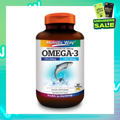 HOLISTIC WAY Omega-3 Premium Fish Oil Softgel 1000Mg (Helps Support A Healthy Heart And Improve Eyes And Brain Functions) 60s