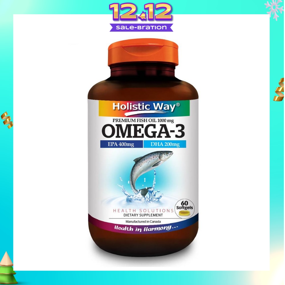 Omega-3 Premium Fish Oil Softgel 1000Mg (Helps Support A Healthy Heart And Improve Eyes And Brain Functions) 60s