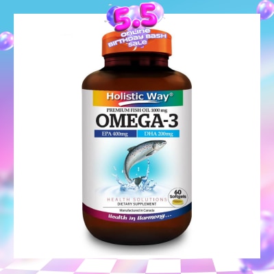 HOLISTIC WAY - Omega-3 Premium Fish Oil Softgel 1000Mg (Helps Support A Healthy Heart And Improve Eyes And Brain Functions) 60s