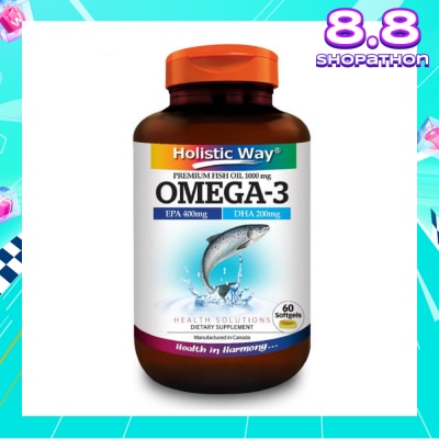 HOLISTIC WAY Omega-3 Premium Fish Oil Softgel 1000Mg (Helps Support A Healthy Heart And Improve Eyes And Brain Functions) 60s