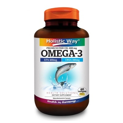 HOLISTIC WAY Omega-3 Premium Fish Oil Softgel 1000Mg (Helps Support A Healthy Heart And Improve Eyes And Brain Functions) 60s