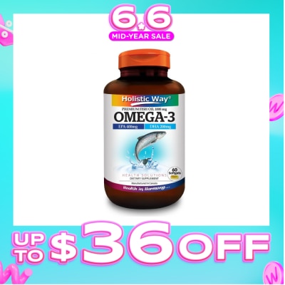 HOLISTIC WAY - Omega-3 Premium Fish Oil Softgel 1000Mg (Helps Support A Healthy Heart And Improve Eyes And Brain Functions) 60s
