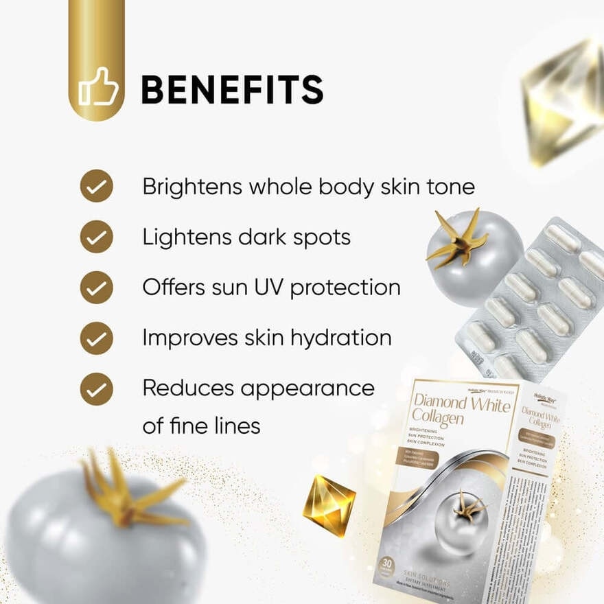 Premium Gold Diamond White Collagen Capsule (For Brightening + Sun Protection + Skin Complexion) 30s